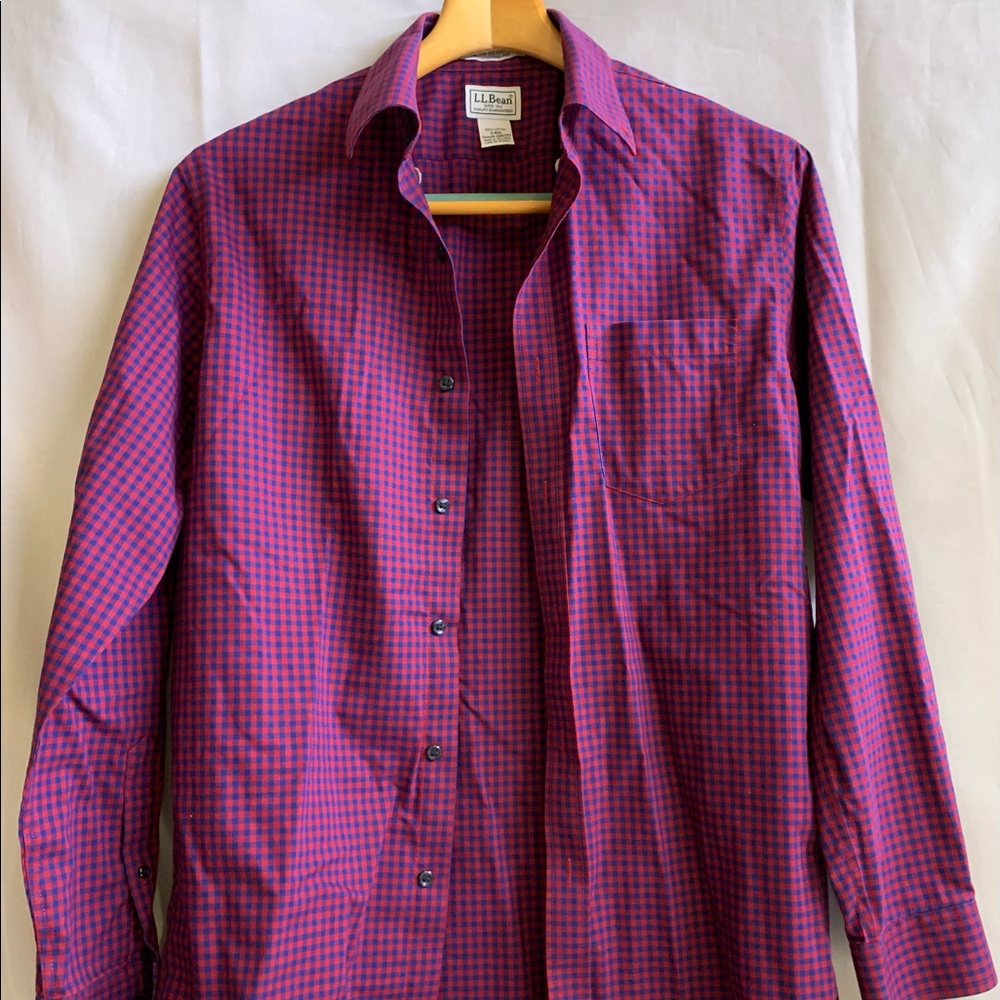 LL Bean Plaid Button Up Long sleeve Shirt